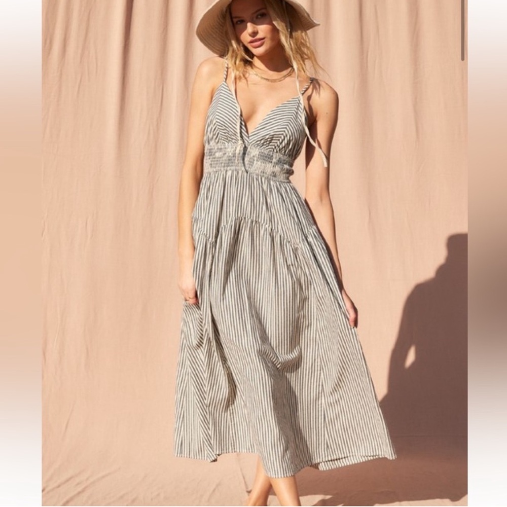 NWT BOUTIQUE Striped Maxi Dress with Spaghetti Straps, MEDIUM